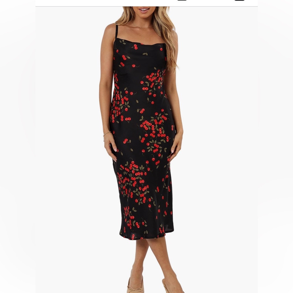 Petal & Pup Black Skirt with Red Floral Design